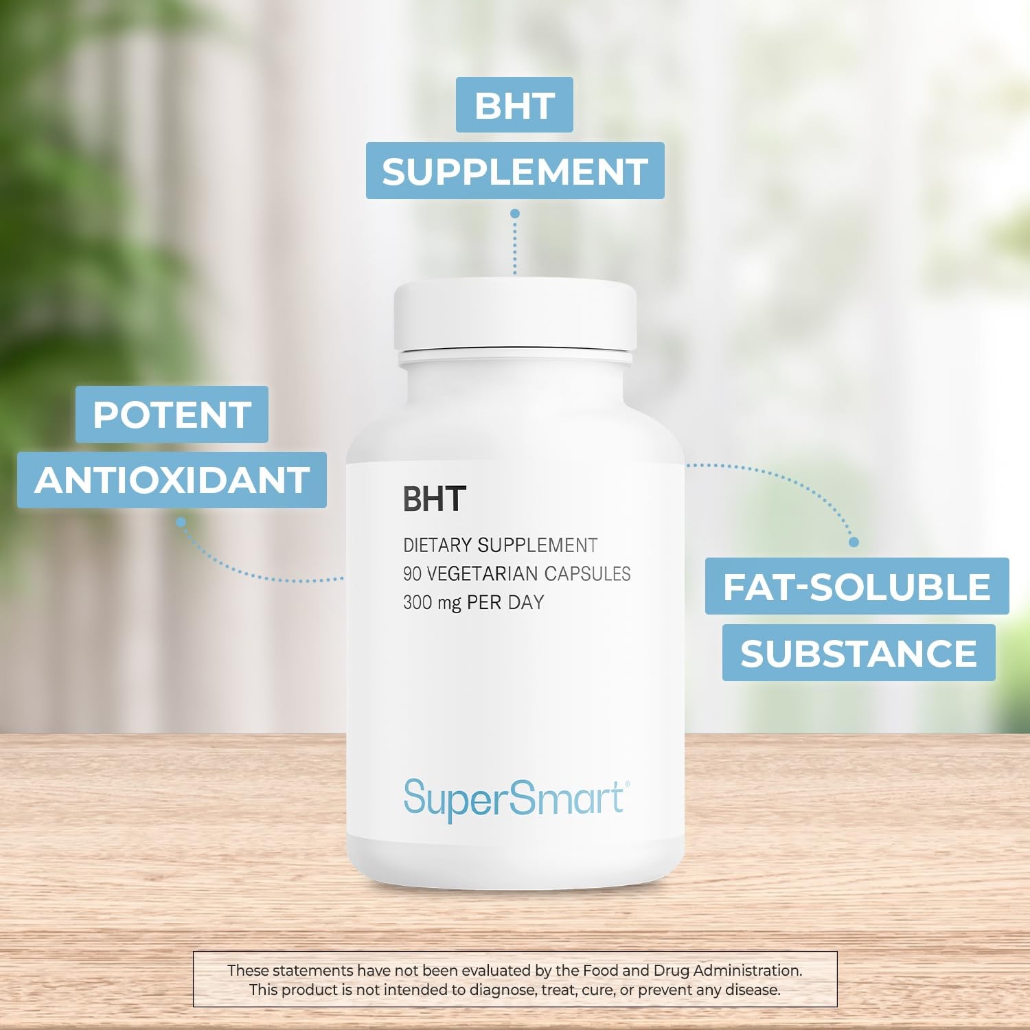 Supersmart - BHT Supplement 300mg per Day - Butylated Hydroxytoluene | Non-GM...