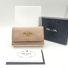PRADA Women Accessories 6-Series Key Case Saffiano Pink VHTF Designer Collection