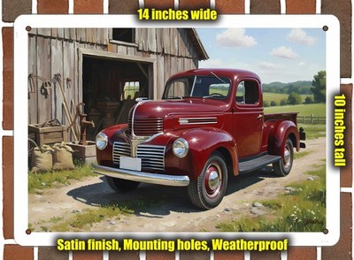 Metal Sign - 1939 Plymouth Pickup Truck Oil Painting - 14x10