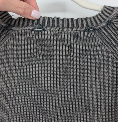 American Eagle Damski szary oversize Luźny prążkowany dzianinowy sweter z okrągłym dekoltem XL - Zdjęcie 5 z 9