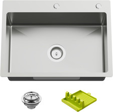 25X18 Inch Kitchen and Bar Sink - Stainless Steel Drop in Single Bowl Topmount M