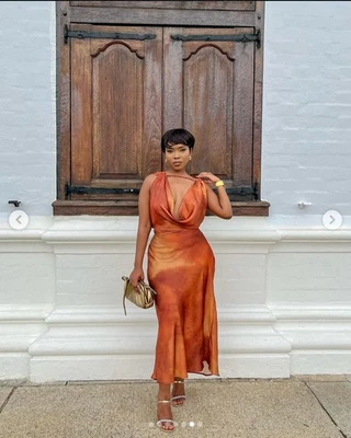 Zara Copper Satin Midi Dress With Open Back Detail. Viral. Size L. BNWT - Image 1 of 4