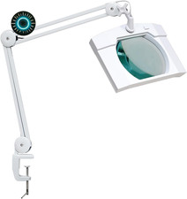 LED Magnifying Lamp with Clamp over 7 Inches Bigger Magnifier Glass Lens Metal