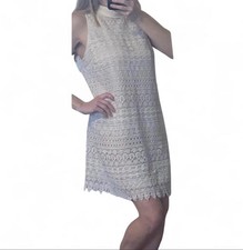 ASTR The Label Cream Lace Mini Dress Halter Keyhole Large Feminine