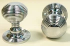 POLISHED CHROME REEDED QUEEN ANNE BEEHIVE  MORTICE DOOR KNOBS PULL HANDLES
