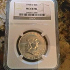 1959 D FRANKLIN HALF DOLLAR NGC MS 64 FBL Silver Uncirculated