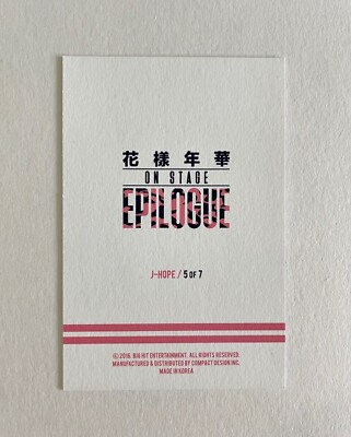 BTS On Stage Epilogue Mini Photocard Official Trading card | eBay