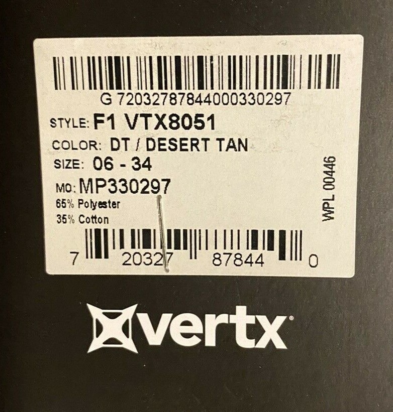 NEW VERTX F1 VTX8051 Phantom Lt 2.0 Women's Pant, Desert Tan, Size