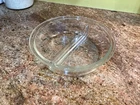 PYREX Divided #595 Clear Glass Serving Bowl Casserole Chafing Dish 9.75”