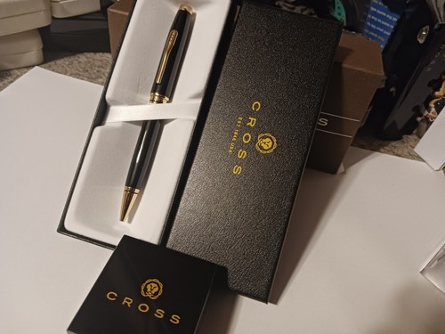 VERY RARE CROSS CLASSIC BLACK AND 23KT GOLD BALLPOINT PEN NEW GRADUATION GIFT - 第 4/7 張圖片
