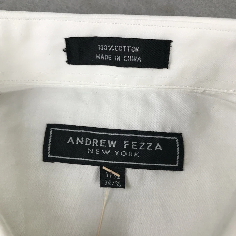 Camisa Andrew Fezza Para Hombre 17.5 34/35 Blanca Abotonada Mangas Largas Nueva Con Etiquetas Foto 2 de 4