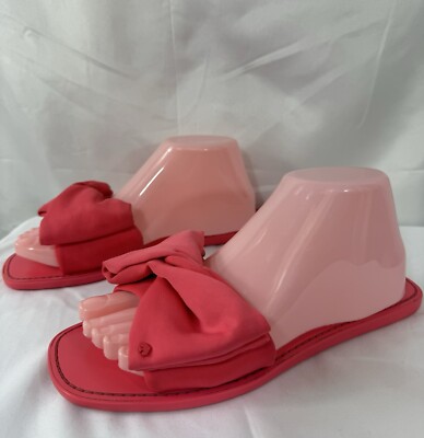 Kate Spade Shoes Bikini Bow Slide Sandal Mandala Pink Designer Chic Size 8B 