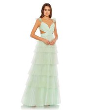Mac Duggal 50670 Tiered Ruffle Cutout Tulle Gown Sz 8 Mint