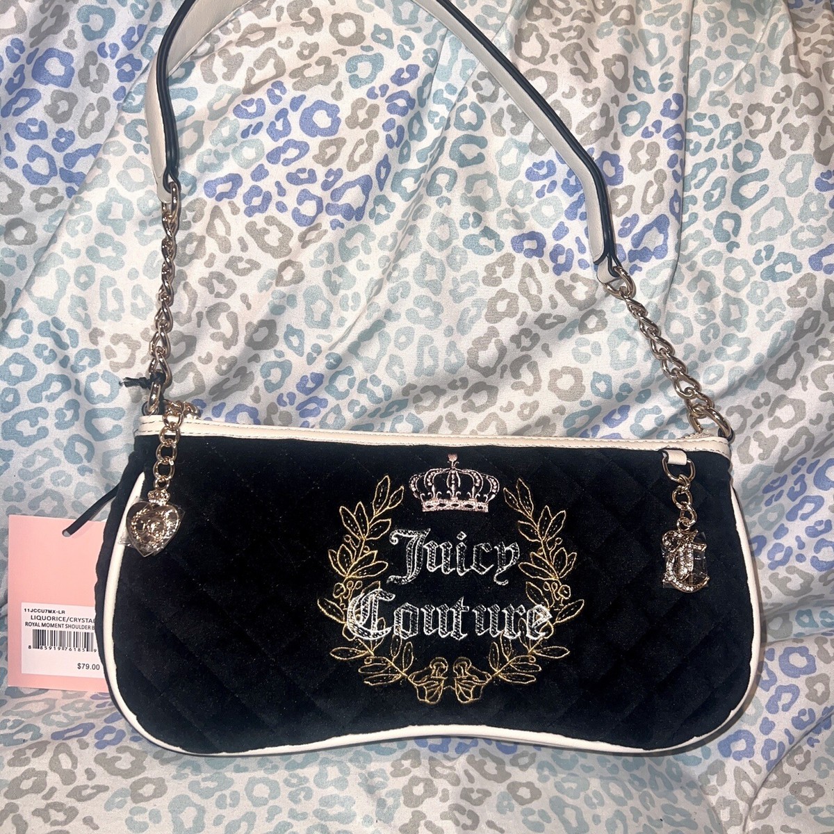 New Black Juicy Couture Purse Handbag Royal Moment Shoulder Bag