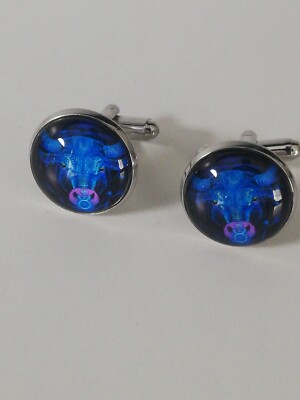 Taurus Cufflinks Sodiac Sign Shield Metal New In Box.