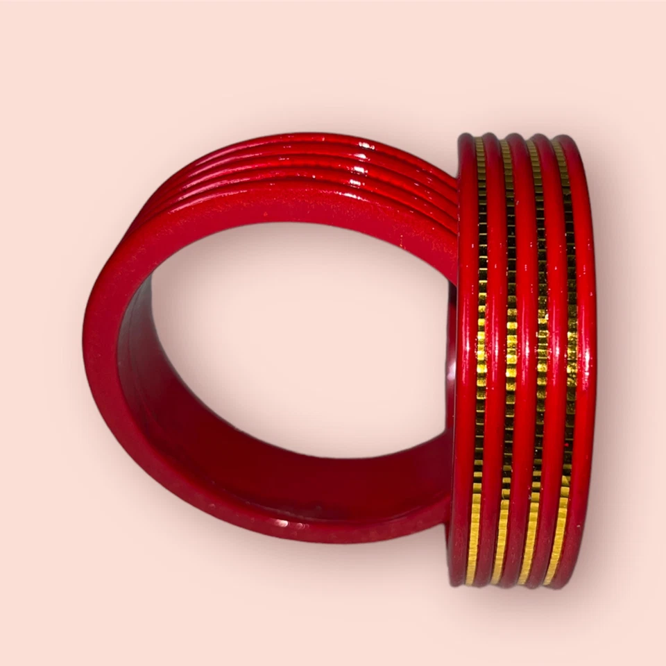 Handmade gold plated lac bangles red color looks Classy on your wrist, Wearable - Image 4 of 4