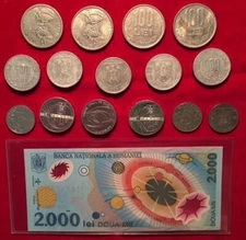 Lot Of 15 Romanian Coins & One Banknote - L@@K