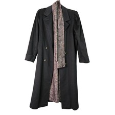 Vintage Jofeld Women's Double-breasted Wool Blend Coat Paisley Lining Black Tren