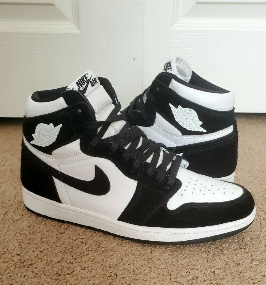 USED Jordan 1 High OG Twist CD0461-007 black white panda pony fur 4 9.5W/8M  | eBay