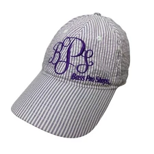 Bass Pro Shops Hat Cap Purple White Striped Strapback Adjustable Gone Fishing