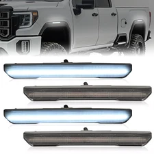 White Front Rear LED Side Marker Lights For GMC Sierra 2500HD 3500HD 2020-2024