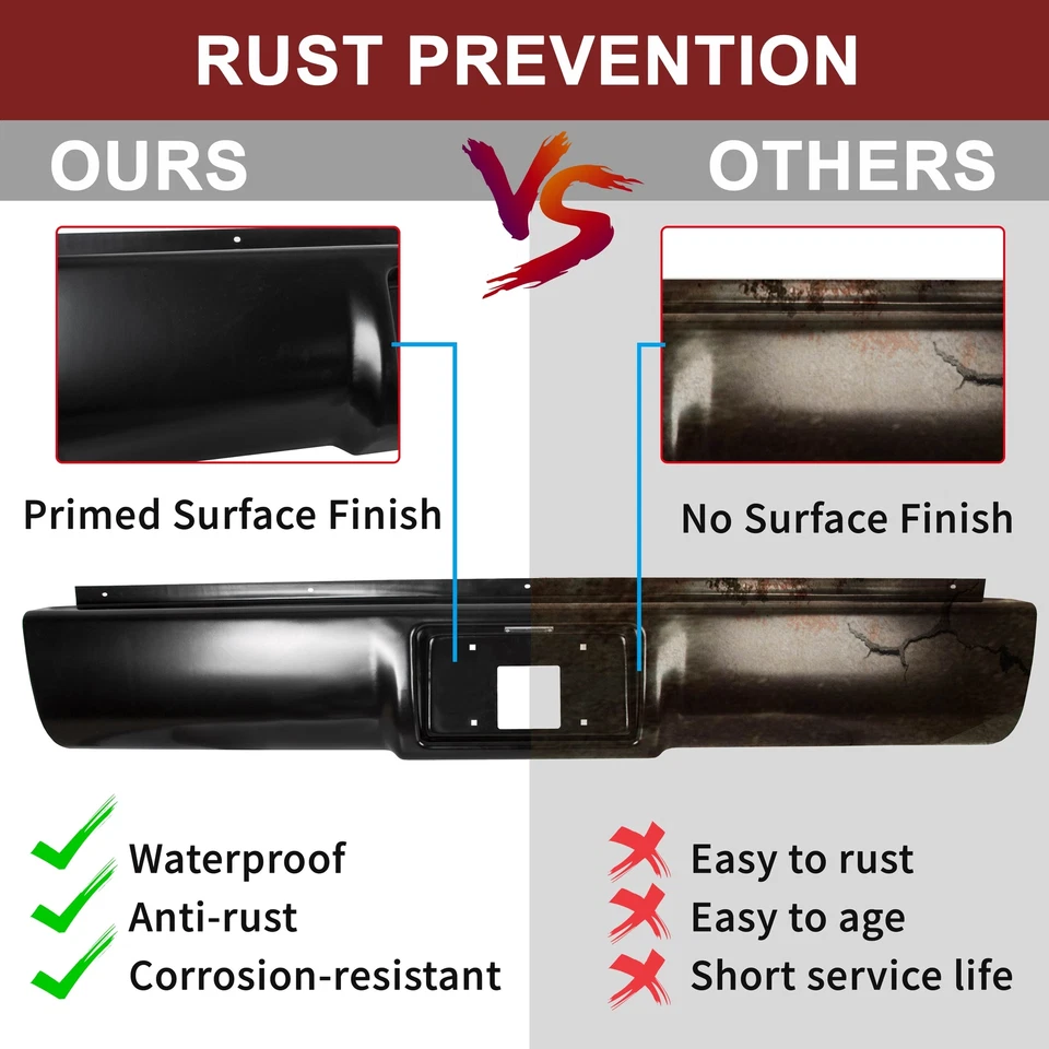 Rear Bumper Roll Pan w/LED Light For 1988-1998 Chevrolet GMC C/K 1500 2500 3500 Foto 3 de 4