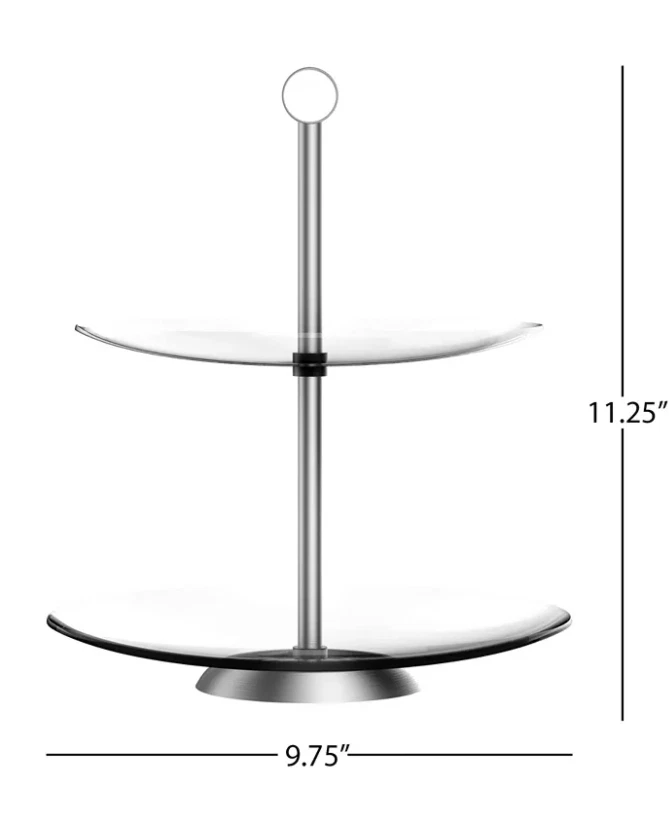 Chef Buddy Two Tier Round Dessert Tower Glass H1439 - Image 3 of 3