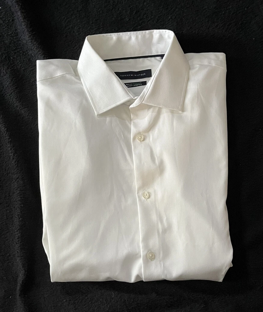 Tommy Hilfiger men s Slim Non Iron Performance White Dress Shirt