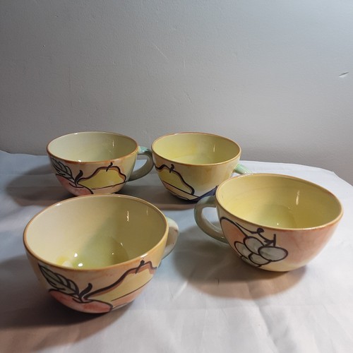 Set of 4 Bella Ceramica Fruit Design Coffee Cups 3" Tall - Picture 8 of 8
