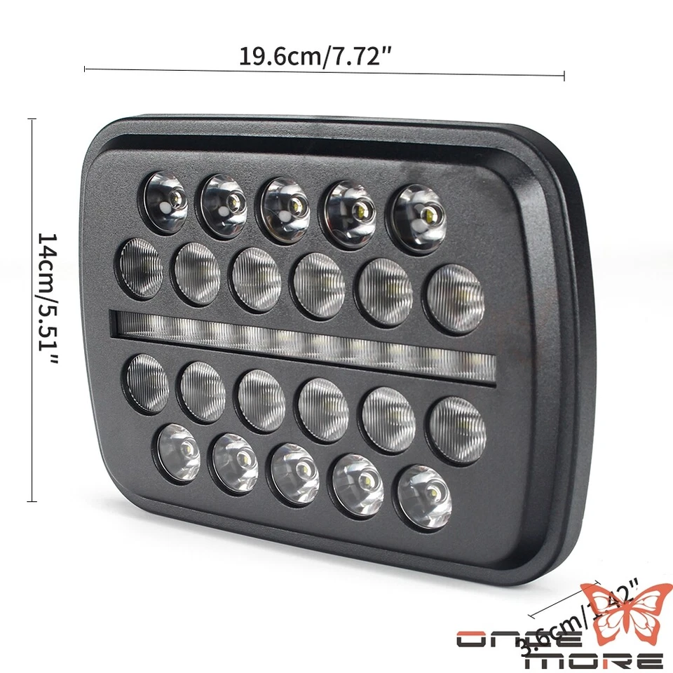 Прямоугольная светодиодная фара 5 x 7 дюймов с дневными ходовыми огнями дальний/ближний свет универсальный черный корпус - Изображение 2 из 4