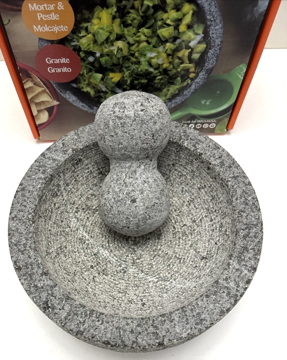 Imusa USA 8" Granite Mortar And Pestle Molcajete Spice Grinder - Gray