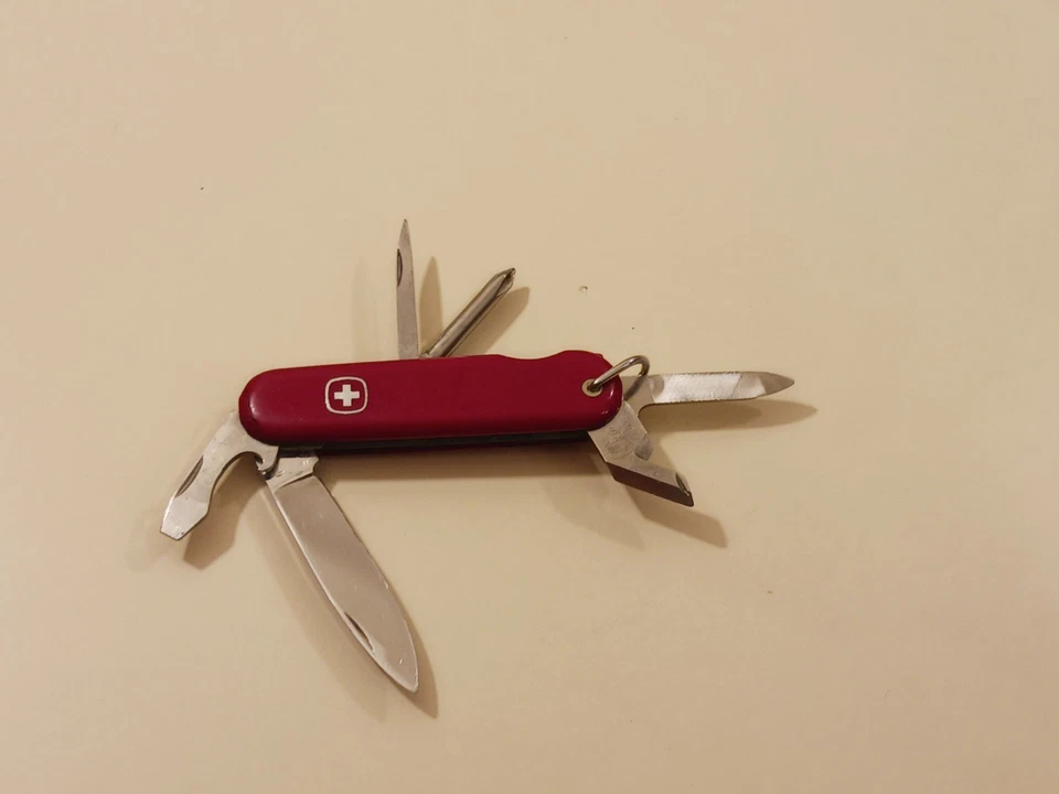 Vintage Wenger Delemont 85mm Red Pocket Knife Swiss Army Multi-Tool 6 tool SAK - Image 4 of 4