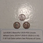 Lot #913 3 Beautiful Lincoln Wheats 1919-P 1919-D 1919-S VG-F-VF See Pictures