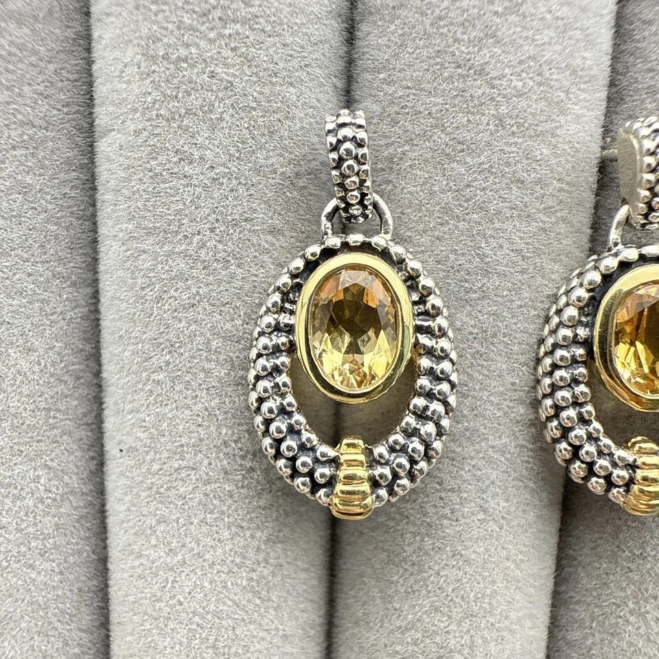 JTV Earrings Citrine Sterling Silver Caviar Pebbled Granulated 925 Gold Vermeil - Image 2 of 4