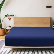 Twin XL Fitted Sheet Only Microfiber Deep Pocket Up To 15 Inch Navy Blue