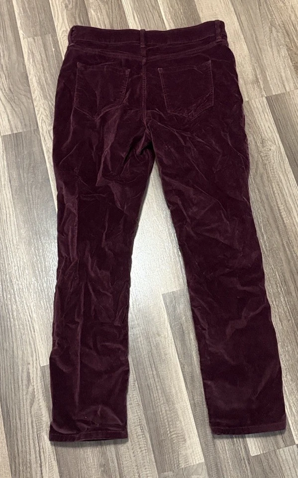 女式 Liz Claiborne 紫色 Sara 修身腿中腰弹力丝绒裤 12 码 — 第 2/4 张图片