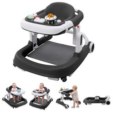 4-in-1 Baby Walker with Wheels, Adjustable Height, Music and Light Girls Boys