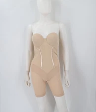 Flexees Womens Bodysuit Shapewear 36B 2356 Nude Short Legs Non Slip