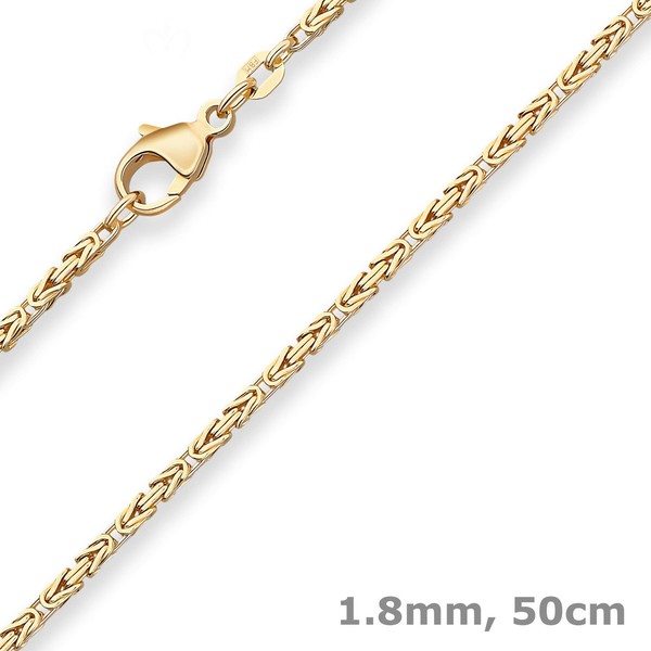 1,8Mm KöNigskette Goldkette Collier Halskette Aus 585 Gold Gelbgold 50Cm-image