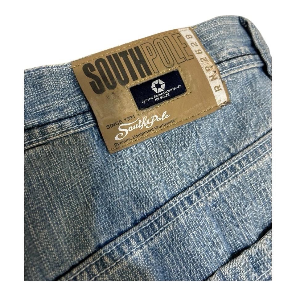 Винтажные мешковатые джинсы South Pole — размер 40 — легкая стирка, широкая джинсовая ткань Y2K RN82628 - Изображение 4 из 4