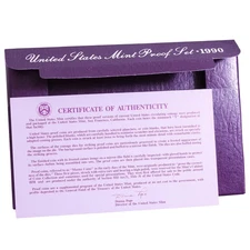 Empty Packaging Replacement Clad Proof Set Box & COA No Coins 1990