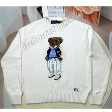POLO RALPH LAUREN Polo Bear White Knit Sweater Women's Size Medium Cotton