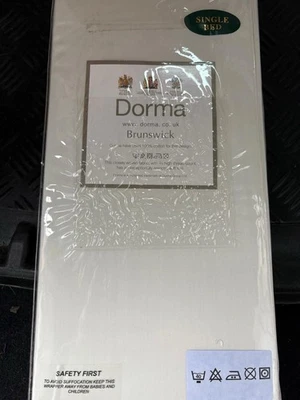 New Dorma Brunswick Cream Single 100% Cotton Duvet Cover-Pillowcase & Flat Sheet