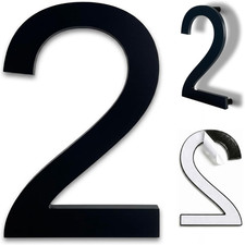 8 Inch Large Modern House Numbers for Outside, Easy Floating Adhesive Back Ins
