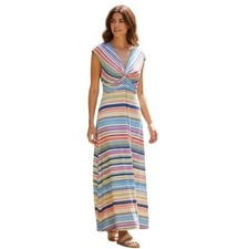 Chico Womens Multicolor Striped Twist Front Sleeveless Maxi Dress 8/10