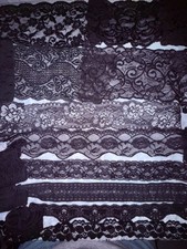 Lot 20 yards assorted Black lingerie stretch lace 1  -6" wide