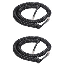 2 Pack Coiled Wire 8Ft Uncoiled / 1.4Ft Coiled Landline Phone Handset Cable 4P4C