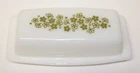 Vintage Pyrex Green Spring Blossom Crazy Daisy Butter Dish & Lid USA