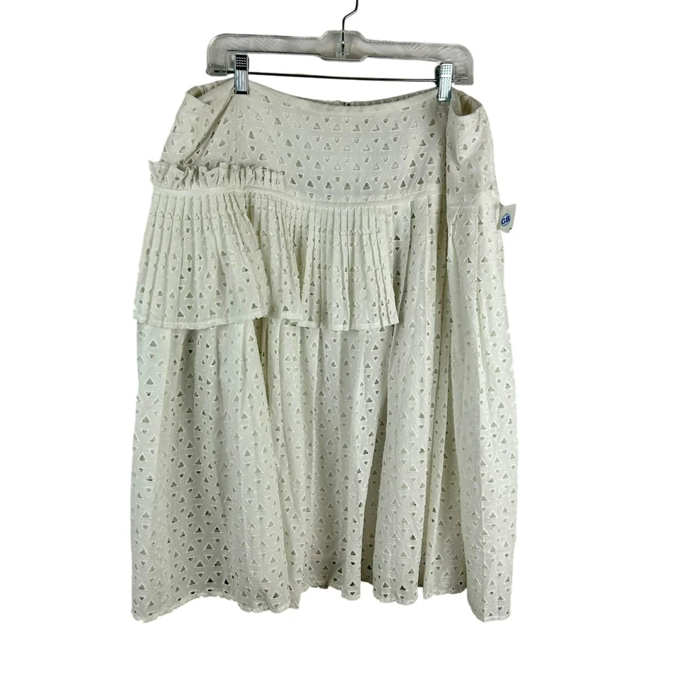 NUEVA Falda Midi Lane Bryant Plisada Ojales Mujer Plus 18 Blanca Cottagecore Volantes Foto 2 de 4