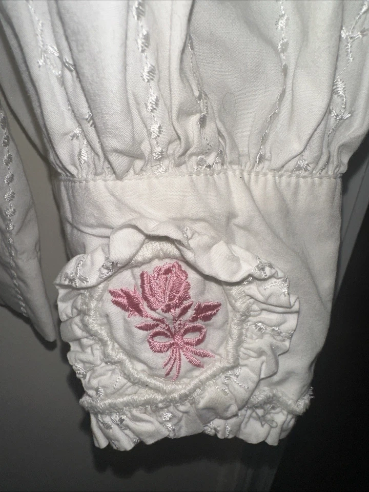 Damson Madder Top Women's Casual White Cotton Blouse Embroidered Feminine 16 18 - Image 3 of 4